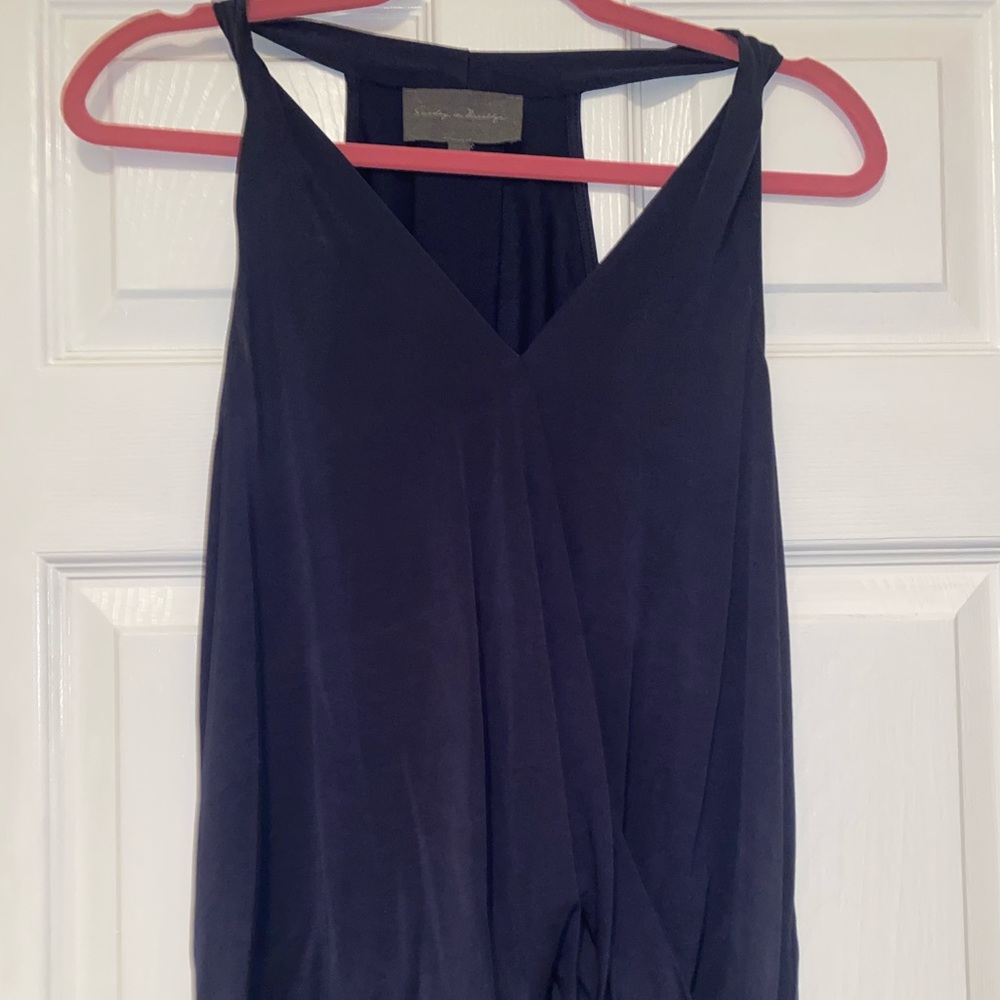 No sleeves navy blue blouse